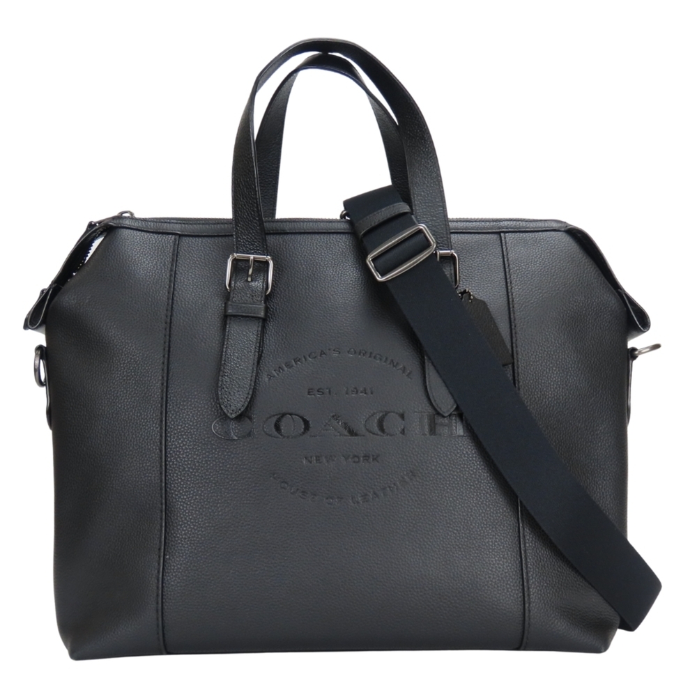 Coach Hudson Tote Bag F30620 Leather Black Briefcase Shoulder for Men COACH
